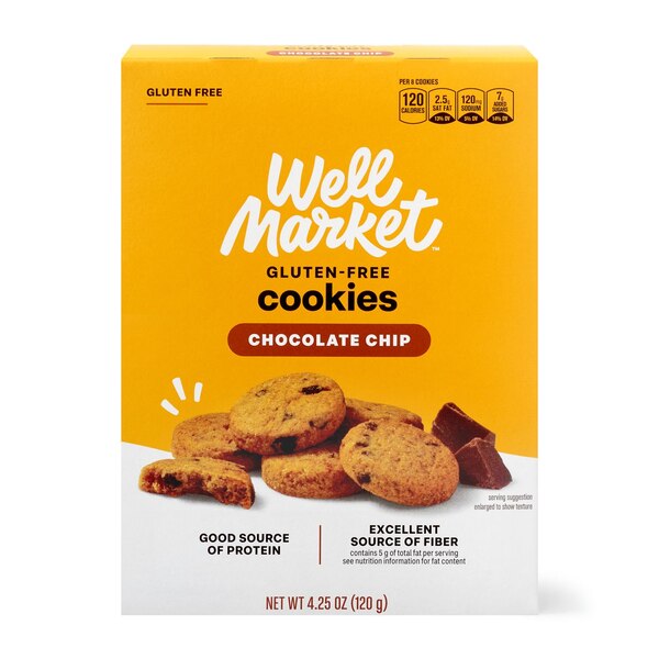 Well Market Chocolate Chip Cookies, Gluten Free, 4.25 oz