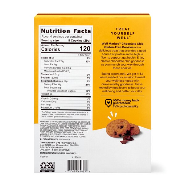 Well Market Chocolate Chip Cookies, Gluten Free, 4.25 oz