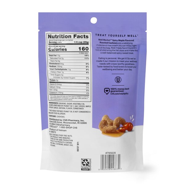 Well Market Roasted Spicy Maple Cashews, 8 oz
