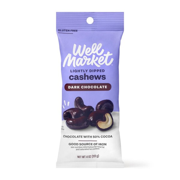 Well Market Thinly Dipped Dark Chocolate Cashews, 4 oz