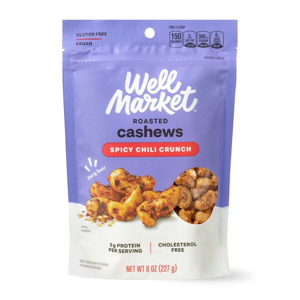 Well Market Roasted Spicy Chili Crunch Cashews, 8 oz