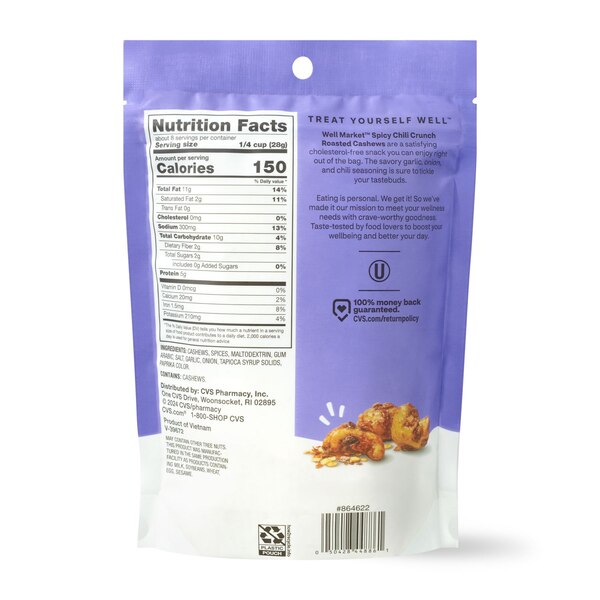 Well Market Roasted Spicy Chili Crunch Cashews, 8 oz