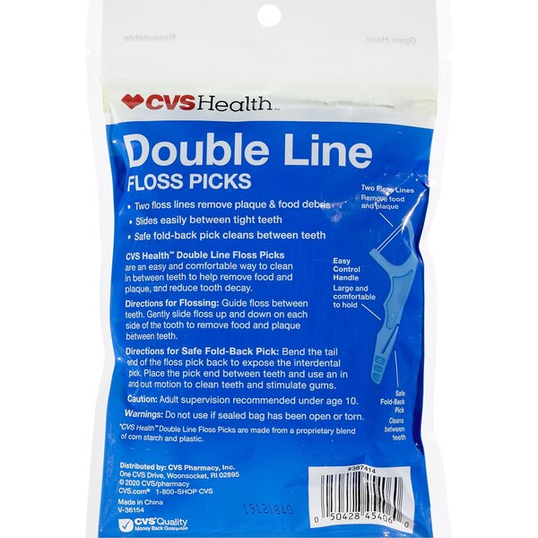CVS Health Double Line Floss Picks, Mint