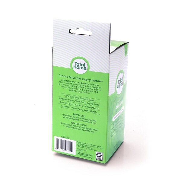 Total Home Natural Wool Dryer Balls, 2 ct