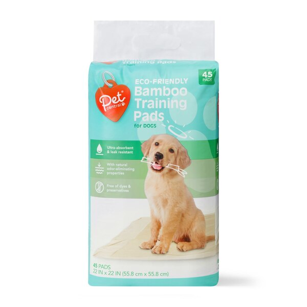 Pet Central Eco-Friendly Bamboo Training Pads, 22 in x 22 in, 45 ct