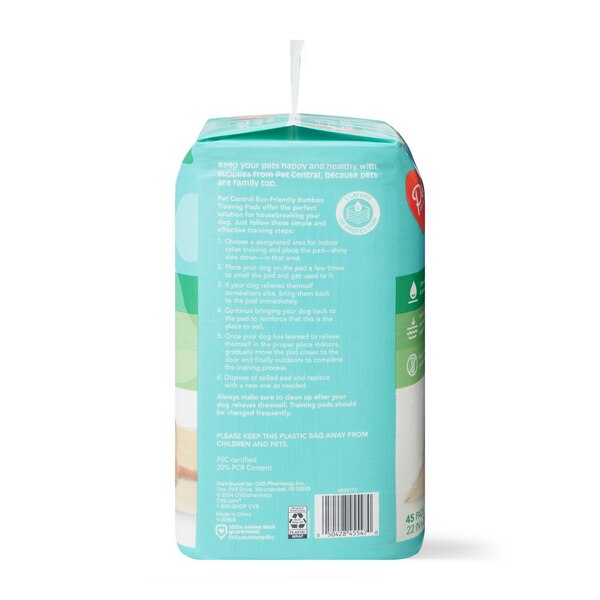 Pet Central Eco-Friendly Bamboo Training Pads, 22 in x 22 in, 45 ct