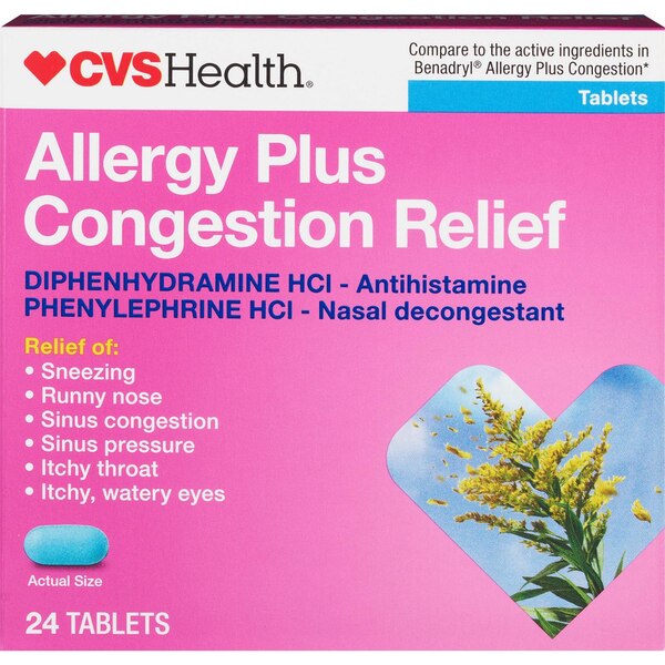 CVS Health Allergy Plus Congestion Relief. 24 CT