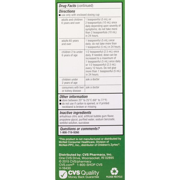 CVS Health Children's 24HR Allergy Relief Cetirizine HCl Oral Antihistamine