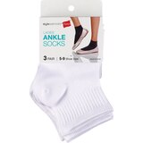 Style Essentials by Hanes Ladies' Ankle Socks 3 Pairs, Size 5-9, thumbnail image