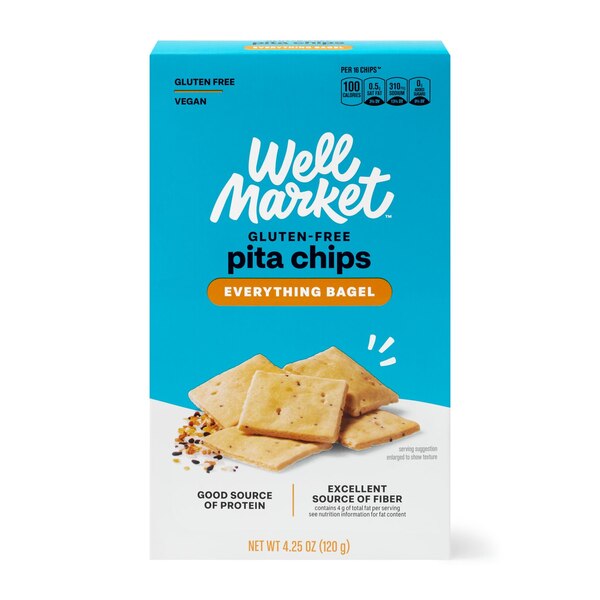 Well Market Everything Bagel Seasoned Pita Chips, Gluten Free, 4.25 oz