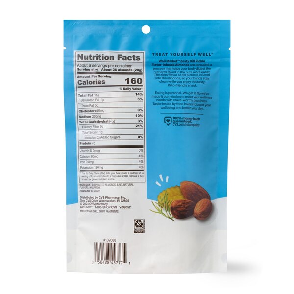 Well Market Zesty Dill Pickle Sprouted Almonds, 6 oz