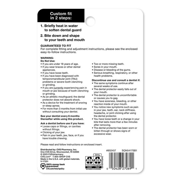CVS Health Comfort Dental Guard for Nighttime Teeth Grinding, 2 CT