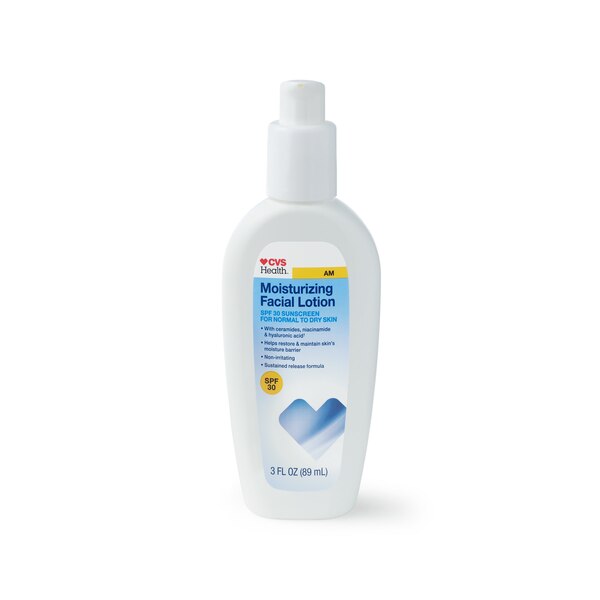CVS AM - Loción facial hidratante para piel normal a seca, FPS 30, 3 oz