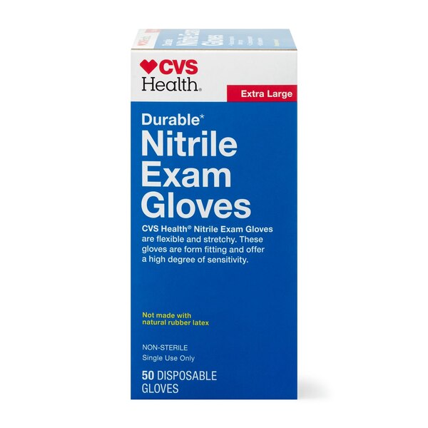 CVS Health Durable Nitrile Exam Gloves, 50 CT