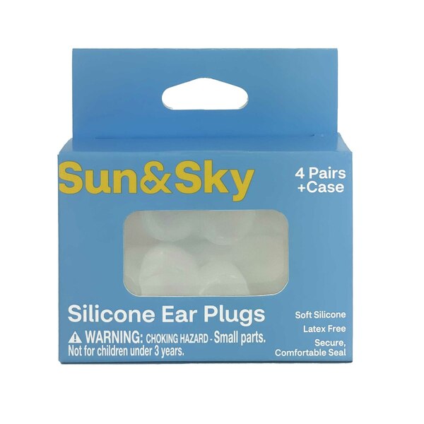 Sun & Sky Swimming Silicone Ear Plugs, 4 pr