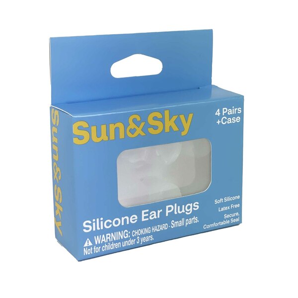 Sun & Sky Swimming Silicone Ear Plugs, 4 pr