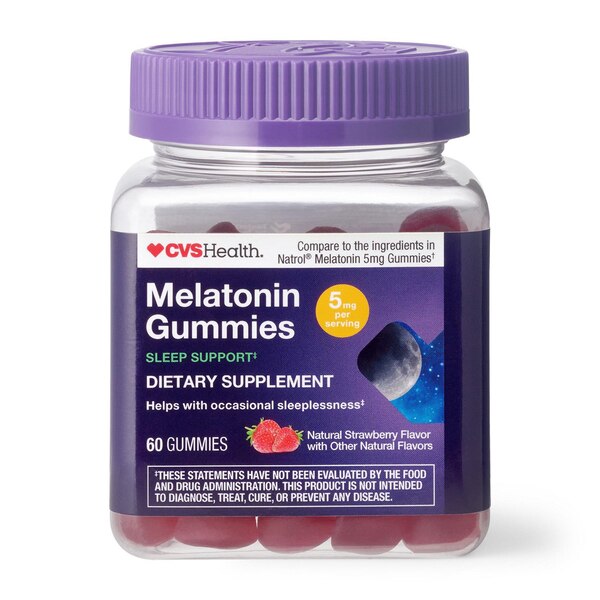CVS Health Melatonin Gummies 5mg, Strawberry, 60 CT