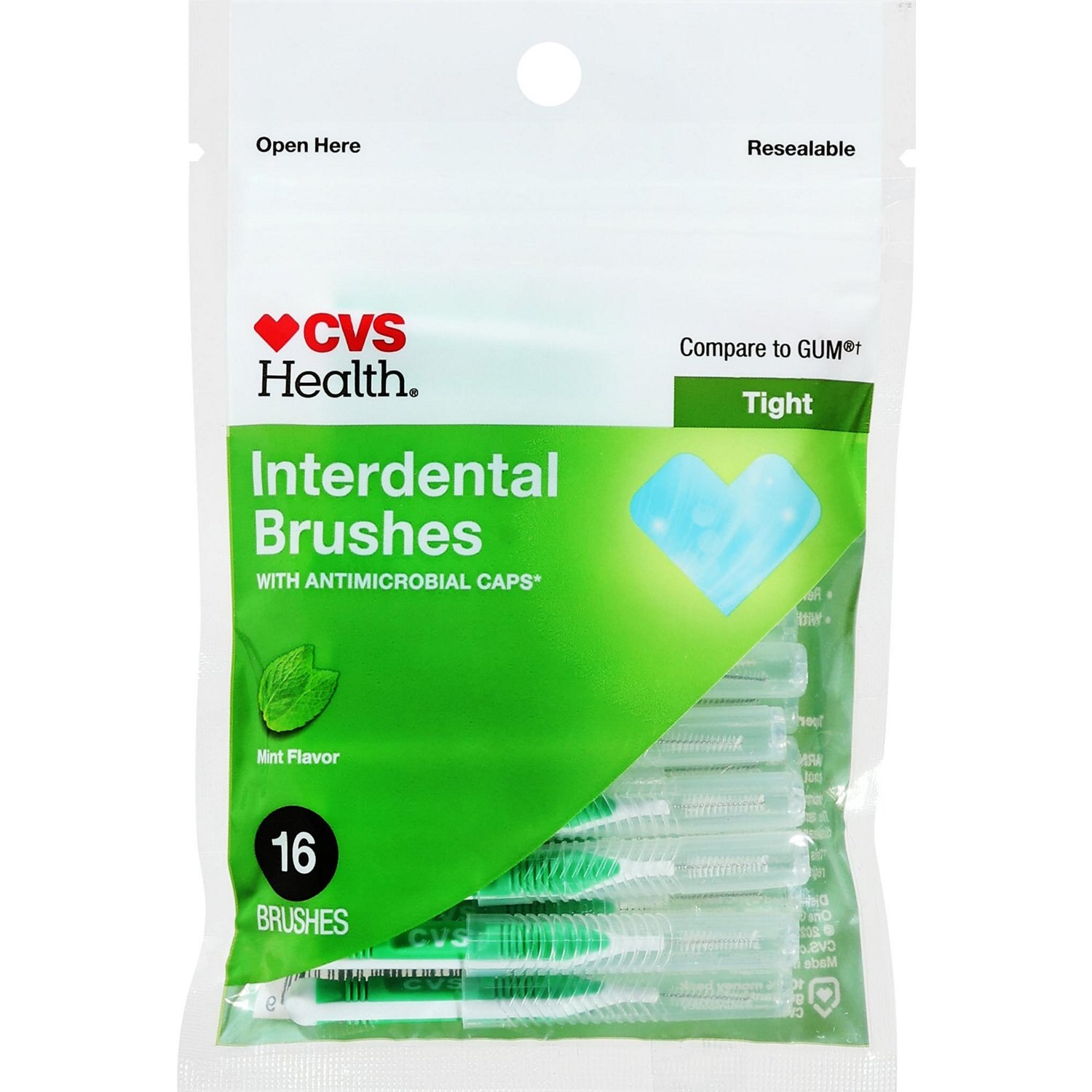 CVS Tight Spaces Interdental Brushes, Mint, 16 CT image.