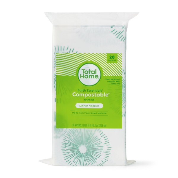 Total Home Earth Essentials Compostable Napkins, 20 ct