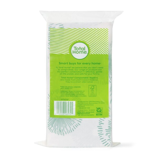Total Home Earth Essentials Compostable Napkins, 20 ct