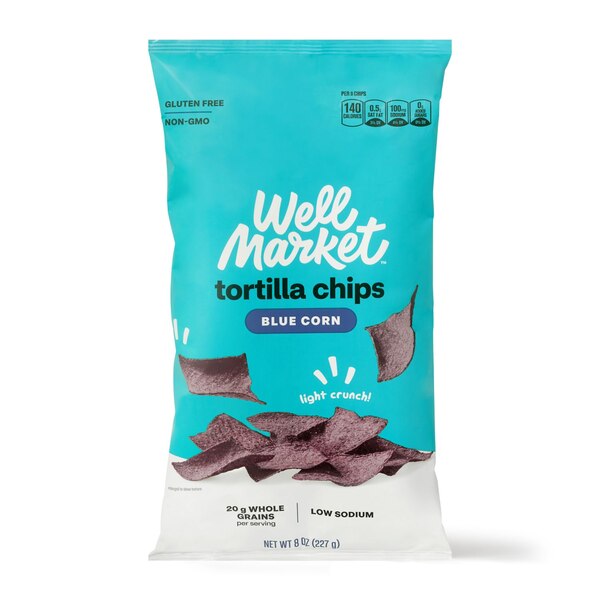 Well Market Blue Corn Tortilla Chips, 8 oz