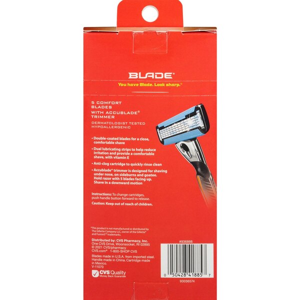 Blade Men's 5-Blade Advanced Razor + 1 Razor Blade Refill