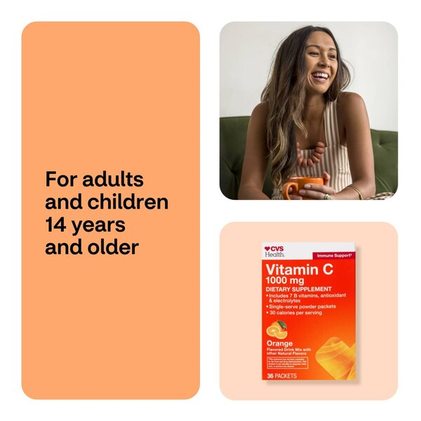 CVS Health Vitamin C 1000mg Dietary Supplement, Orange, 36 CT