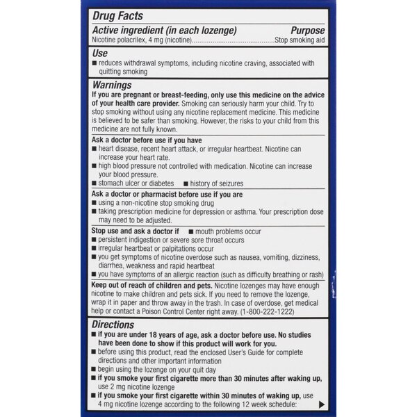 CVS Health Nicotine Lozenges 4mg, Coated Ice Mint, 20 CT