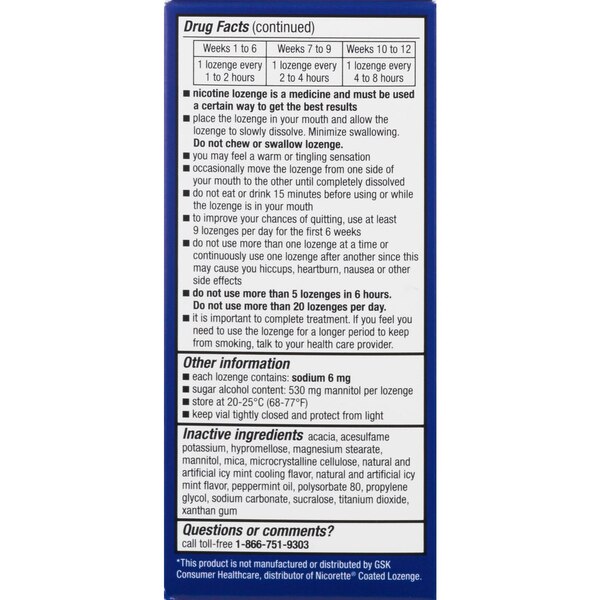 CVS Health Nicotine Lozenges 4mg, Coated Ice Mint, 20 CT