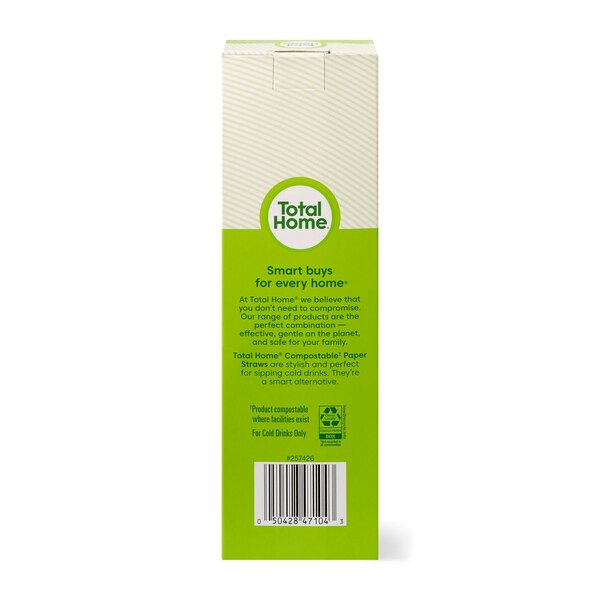 Total Home Earth Essentials Compostable Paper Straws 50 ct