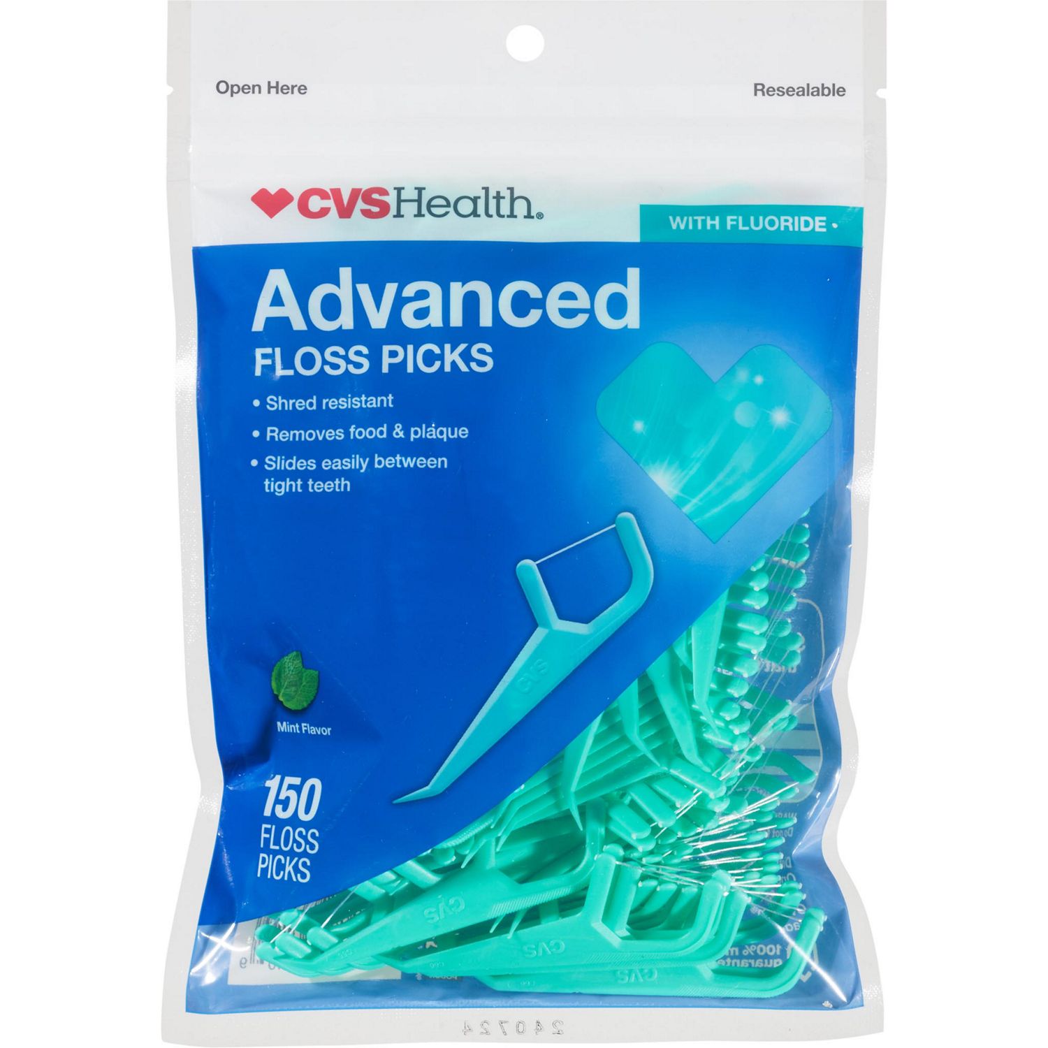 CVS Health Advanced Floss Picks, Mint