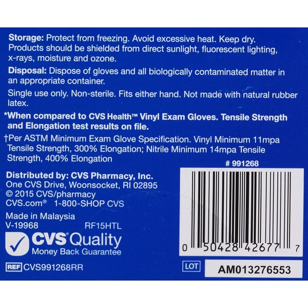 CVS Health Durable Nitrile Exam Gloves, One Size
