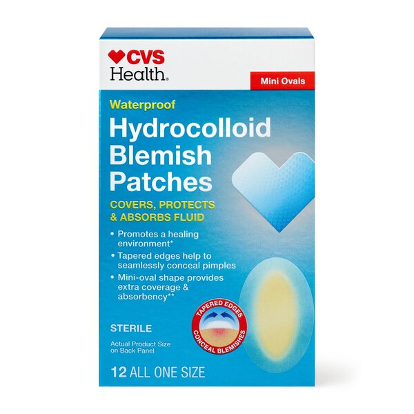 CVS Health Waterproof Hydrocolloid Blemish Patches, 12 CT