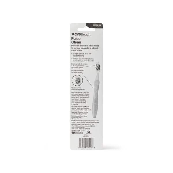 CVS Health Pulse Clean Toothbrush, Medium Bristle, 2 CT