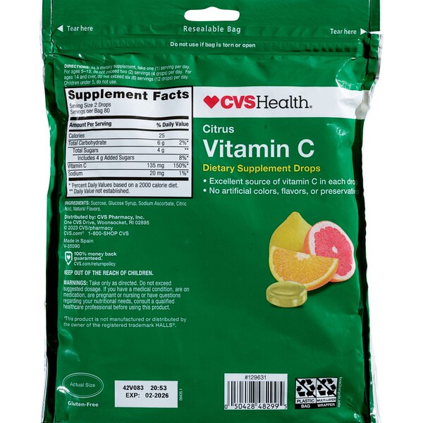 CVS Health Citrus Vitamin C Drops, Family Size, 160 CT