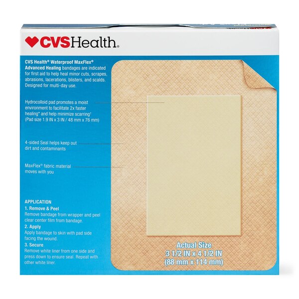 CVS Health Waterproof MaxFlex Advanced Healing Hydrocolloid Bandages, 4 CT