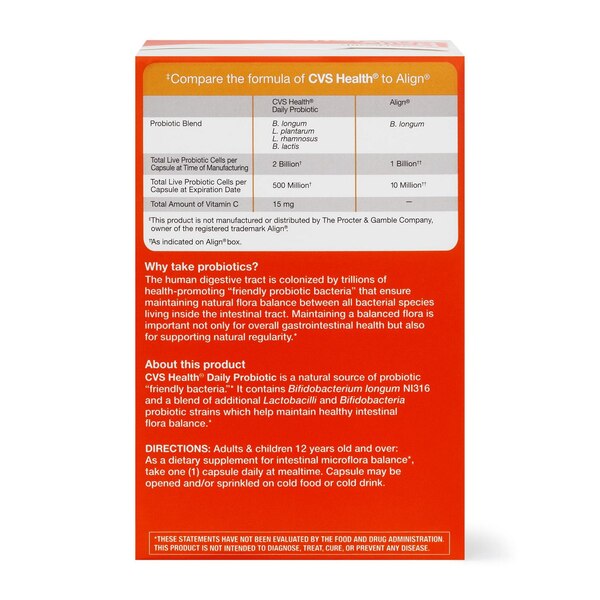 CVS Health Daily Probiotic 2 Billion CFU Capsules