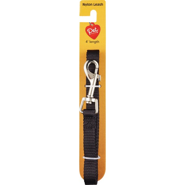 Pet Central Nylon Leash 4' Length, Black