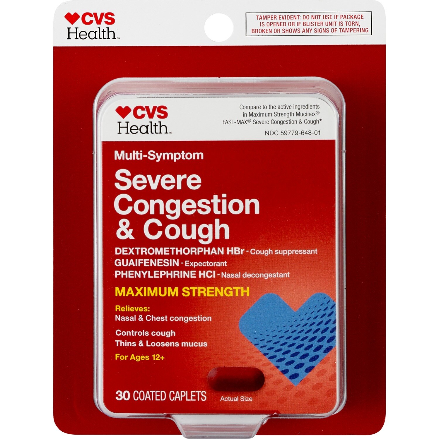 CVS Health Multi Symptom Severe Congestion & Cough Tablets, 30CT
