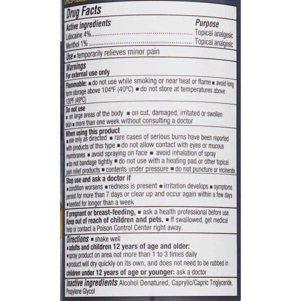 CVS Health Maximum Strength Lidocaine Pain Relief Dry Spray Plus Menthol, 4 OZ