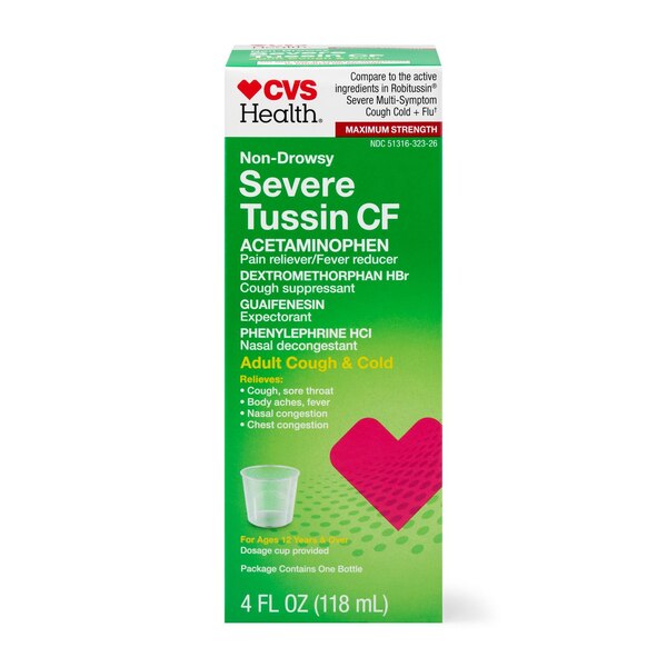 CVS Health Maximum Strength Non Drowsy Severe Tussin CF Cough & Cold Liquid