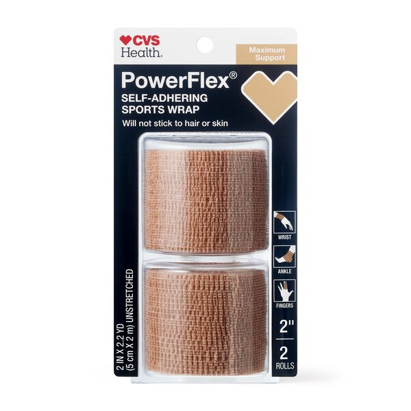 CVS Health Self-Grip Athletic Tape/Bandage, Beige, 2in. x 70in., 2 PACK