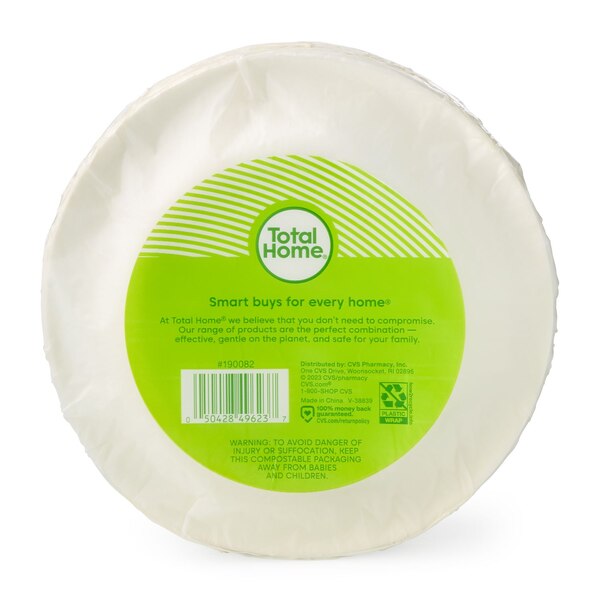 Total Home Earth Essentials Compostable Dessert Plate, 6 in, 20 ct