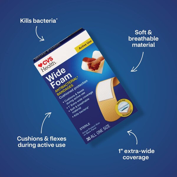 CVS Health Wide Foam Antibacterial Bandages