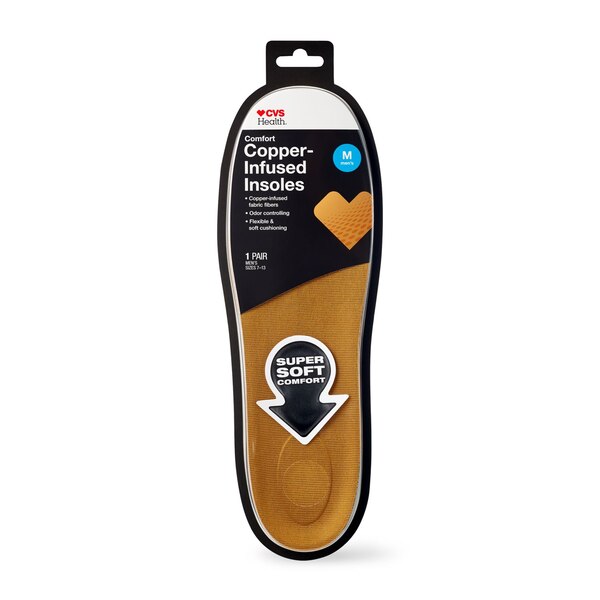 CVS Health Men's Copper Foam Insoles, Sizes 7-13, 1 Pair