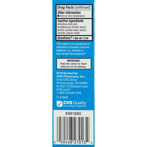 CVS Health Extra Strength Sinus Relief Nasal Spray Phenylephrine 1.0%, 1 OZ 