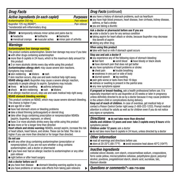 CVS Health Dual-Action Acetaminophen and Ibuprofen Capsules, 72 CT