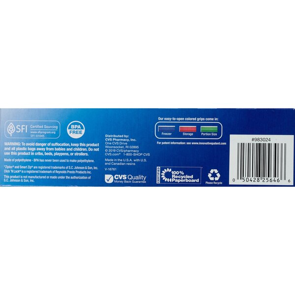 Total Home Reclosable Quart Freezer Bags, 24 ct