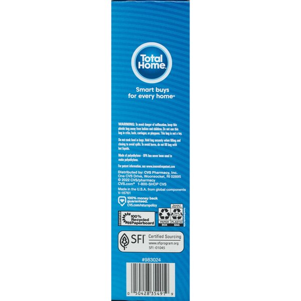 Total Home Reclosable Quart Freezer Bags, 24 ct