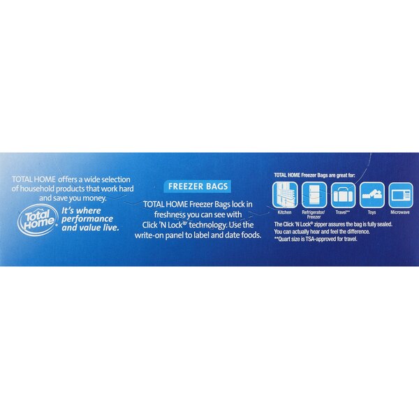 Total Home Reclosable Quart Freezer Bags, 24 ct